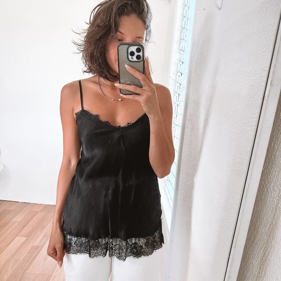 Scandal Italy Lace Black Cami Tank Top Size Small - Picture 4 of 10